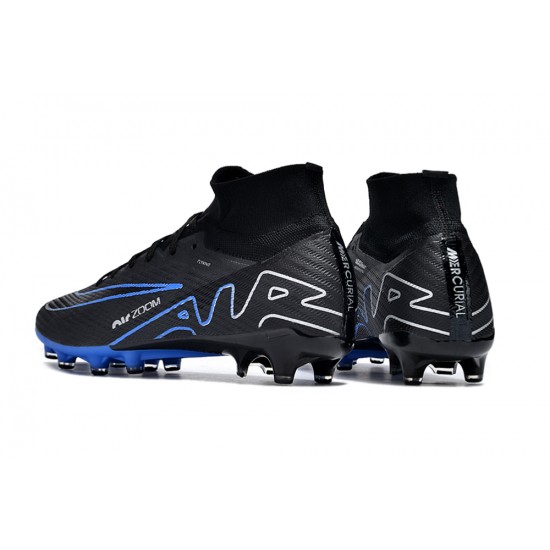 Nike Air Zoom Mercurial Superfly 9 Elite AG High Top Football Boots & Shoes Black Blue White