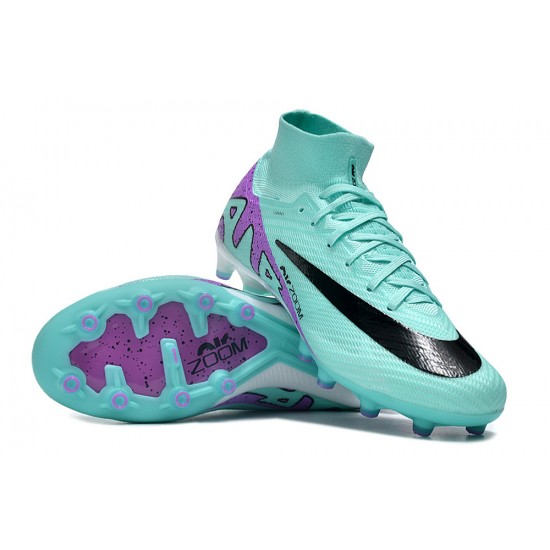 Nike Air Zoom Mercurial Superfly 9 Elite AG High Top Football Boots & Shoes Ltblue Purple Black