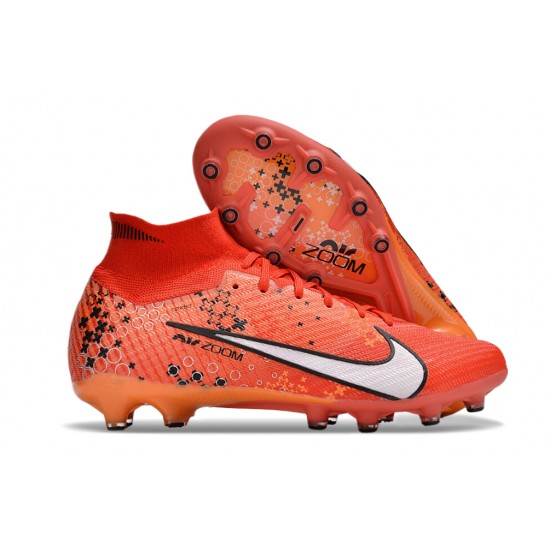 Nike Air Zoom Mercurial Superfly 9 Elite AG High Top Football Boots & Shoes Red White Black