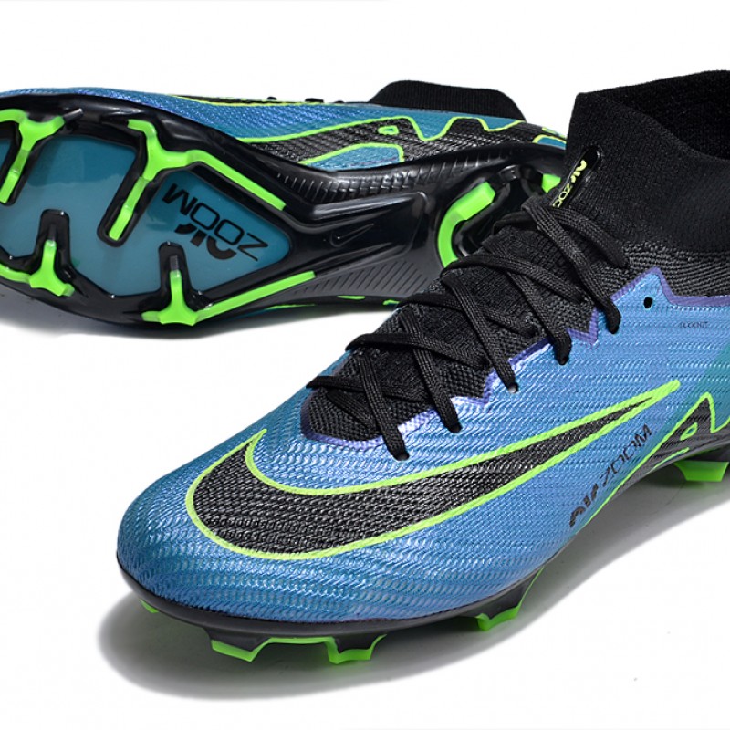 Nike Air Zoom Mercurial Superfly 9 Elite FG High Top Football Boots & Shoes Black Green Blue