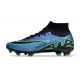 Nike Air Zoom Mercurial Superfly 9 Elite FG High Top Football Boots & Shoes Black Green Blue