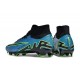 Nike Air Zoom Mercurial Superfly 9 Elite FG High Top Football Boots & Shoes Black Green Blue