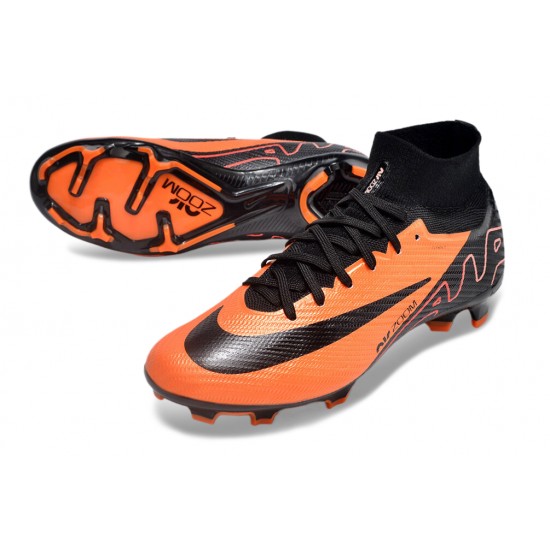 Nike Air Zoom Mercurial Superfly 9 Elite FG High Top Football Boots & Shoes Orange Black