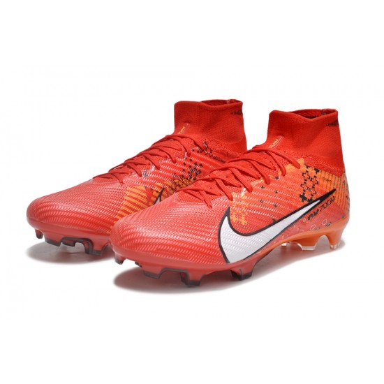 Nike Air Zoom Mercurial Superfly 9 Elite FG High Top Football Boots & Shoes Red White