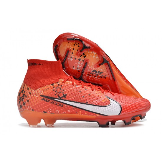 Nike Air Zoom Mercurial Superfly 9 Elite FG High Top Football Boots & Shoes Red White