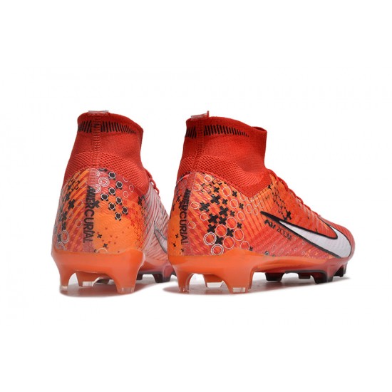 Nike Air Zoom Mercurial Superfly 9 Elite FG High Top Football Boots & Shoes Red White