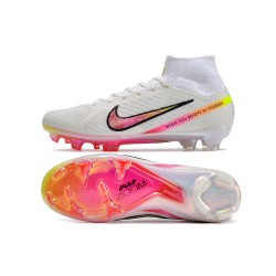 Nike Air Zoom Mercurial Superfly 9 Elite FG High Top Football Boots & Shoes White Black Red