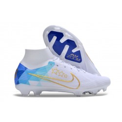 Nike Air Zoom Mercurial Superfly 9 Elite FG High Top Football Boots & Shoes White Blue