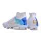 Nike Air Zoom Mercurial Superfly 9 Elite FG High Top Football Boots & Shoes White Blue