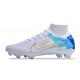 Nike Air Zoom Mercurial Superfly 9 Elite FG High Top Football Boots & Shoes White Blue