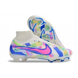 Nike Air Zoom Mercurial Superfly 9 Elite FG High Top Football Boots & Shoes White Blue Pink