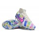 Nike Air Zoom Mercurial Superfly 9 Elite FG High Top Football Boots & Shoes White Blue Pink