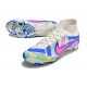 Nike Air Zoom Mercurial Superfly 9 Elite FG High Top Football Boots & Shoes White Blue Pink