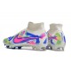 Nike Air Zoom Mercurial Superfly 9 Elite FG High Top Football Boots & Shoes White Blue Pink