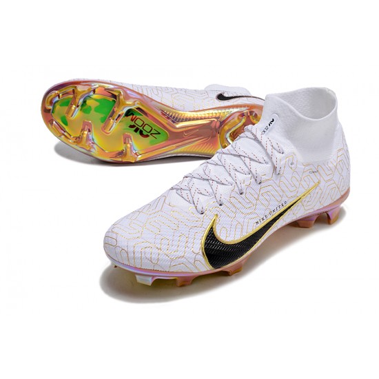 Nike Air Zoom Mercurial Superfly 9 Elite FG High Top Football Boots & Shoes White Yellow