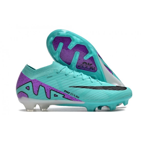 Nike Air Zoom Mercurial Vapor 15 Elite FG Low Football Boots & Shoes Ltblue Purple Black