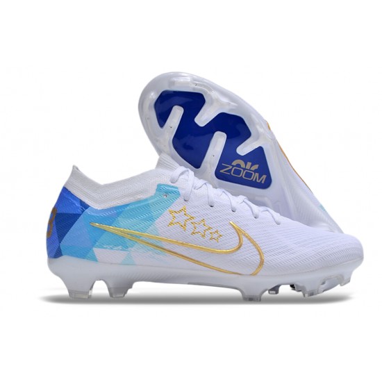 Nike Air Zoom Mercurial Vapor 15 Elite FG Low Football Boots & Shoes White Gold Blue