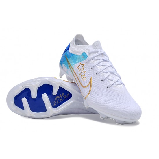 Nike Air Zoom Mercurial Vapor 15 Elite FG Low Football Boots & Shoes White Gold Blue