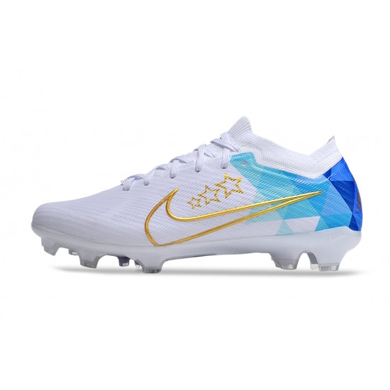 Nike Air Zoom Mercurial Vapor 15 Elite FG Low Football Boots & Shoes White Gold Blue