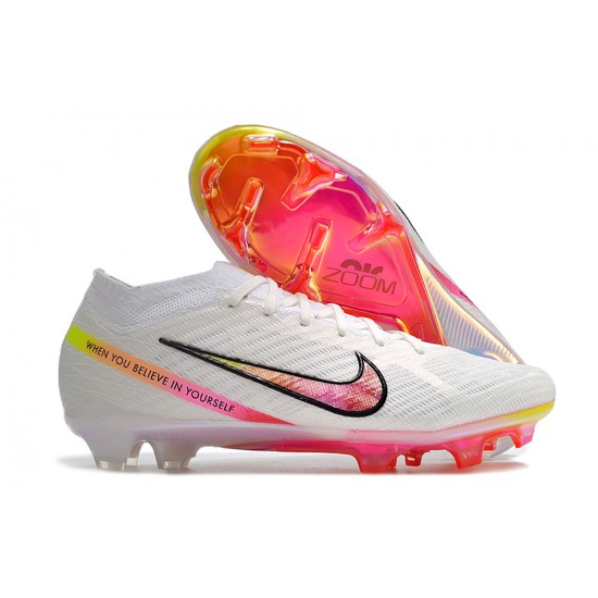 Nike Air Zoom Mercurial Vapor 15 Elite FG Low Football Boots & Shoes White Peach