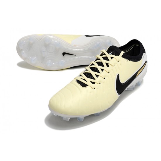 Nike Tiempo Legend 10 Elite FG Beige Black Low Football Boots & Shoes