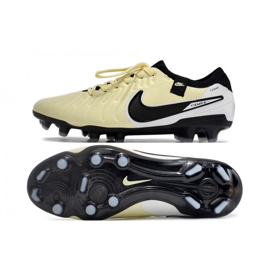 Nike Tiempo Legend 10 Elite FG Beige Black White Low Football Boots & Shoes