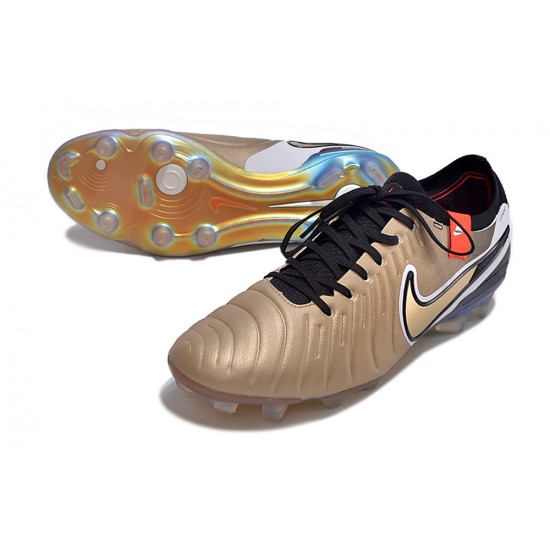 Nike Tiempo Legend 10 Elite FG Brown Gold Grey Low Football Boots & Shoes