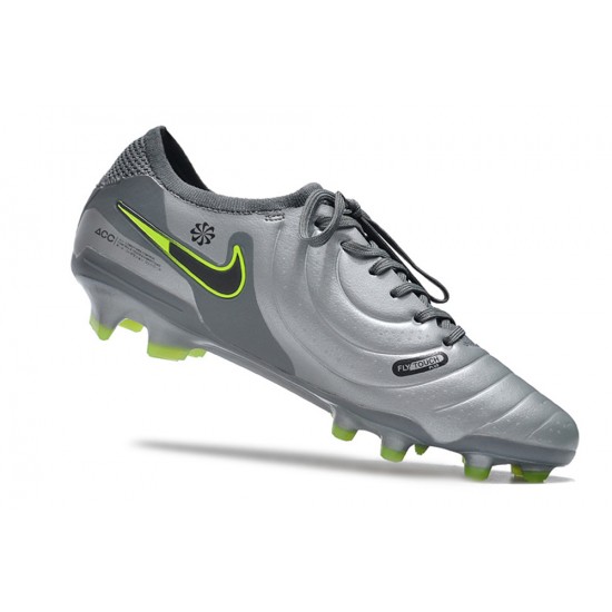 Nike Tiempo Legend 10 Elite FG Silver Green Black Green Low Football Boots & Shoes