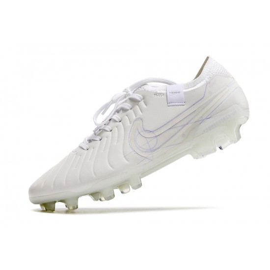 Nike Tiempo Legend 10 Elite FG White Beige Low Football Boots & Shoes