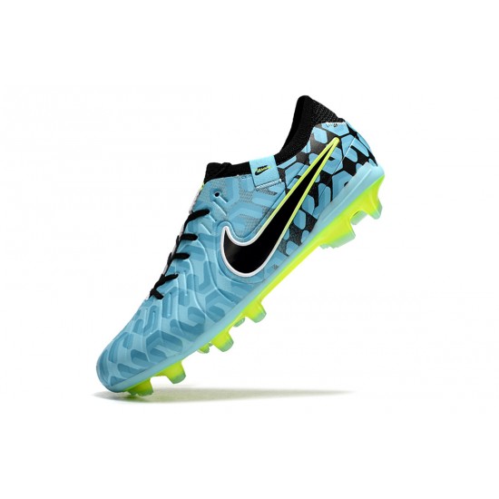 Nike Tiempo Legend 10 Elite FG Low Football Boots & Shoes Blue Black Green