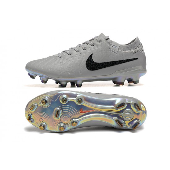 Nike Tiempo Legend 10 Elite FG Low Football Boots & Shoes Grey Black