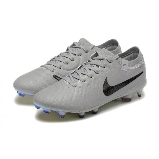 Nike Tiempo Legend 10 Elite FG Low Football Boots & Shoes Grey Black