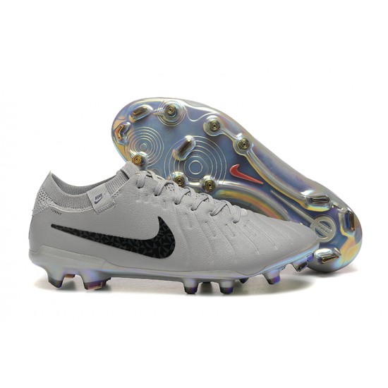 Nike Tiempo Legend 10 Elite FG Low Football Boots & Shoes Grey Black