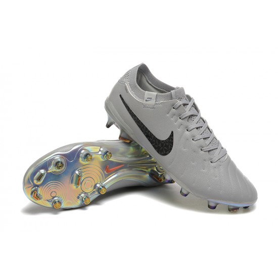 Nike Tiempo Legend 10 Elite FG Low Football Boots & Shoes Grey Black