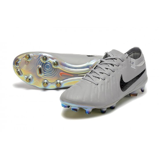 Nike Tiempo Legend 10 Elite FG Low Football Boots & Shoes Grey Black