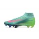 Nike Air Zoom Mercurial Superfly 10 Elite Firm Ground Men Green Blue Football Shoes