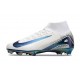 Nike Air Zoom Mercurial Superfly 10 Elite Firm Ground Men White and Blue Football Shoes