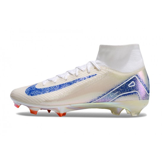 Nike Air Zoom Mercurial Superfly 10 Elite Firm Ground Unisex White Blue Football Shoes