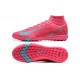 Nike Air Zoom Mercurial Superfly XV Elite Turf Men Pink Blue Football Shoes