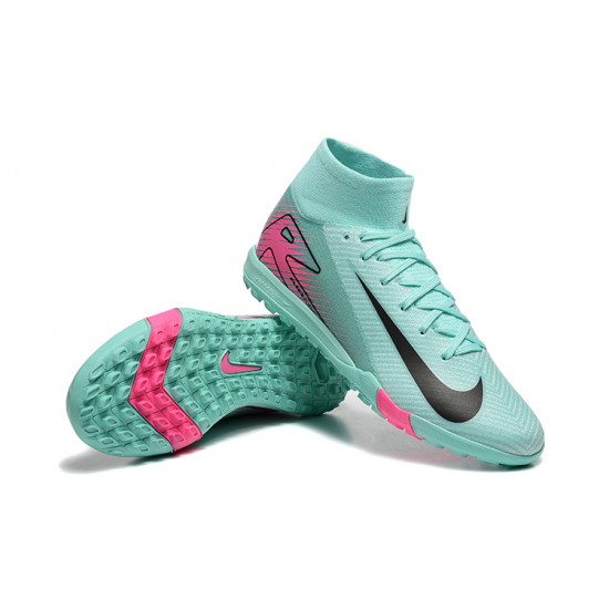 Nike Air Zoom Mercurial Superfly XV Elite Turf Men Pink Green Football Shoes