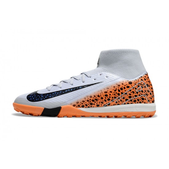 Nike Air Zoom Mercurial Superfly XV Elite Turf Men White Orange Football Shoes