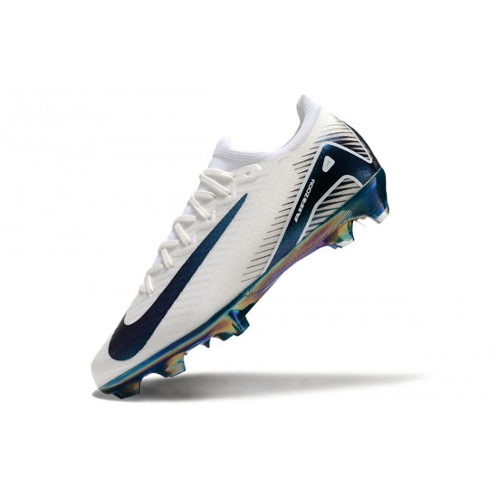 Nike Air Zoom Mercurial Vapor 16 Elite Firm Ground Men White and Blue Football Shoes