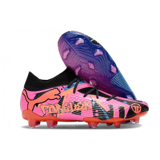 Puma Future Firm Ground Men Pink Blue Football Shoes