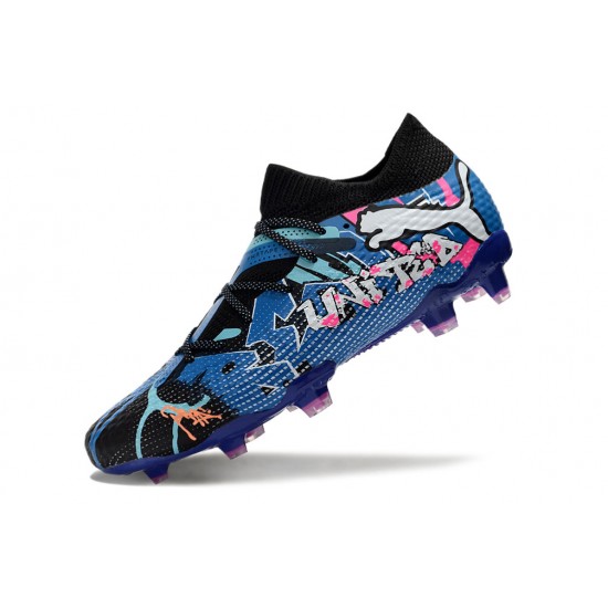 Puma Future Firm Ground Men Pink Blue Football Shoes