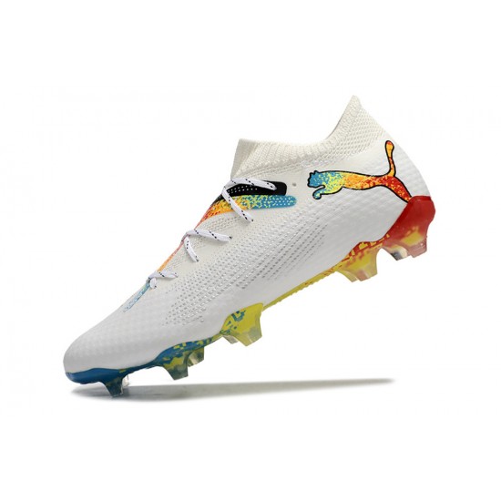 Puma Future Firm Ground Men White Multi Football Shoes