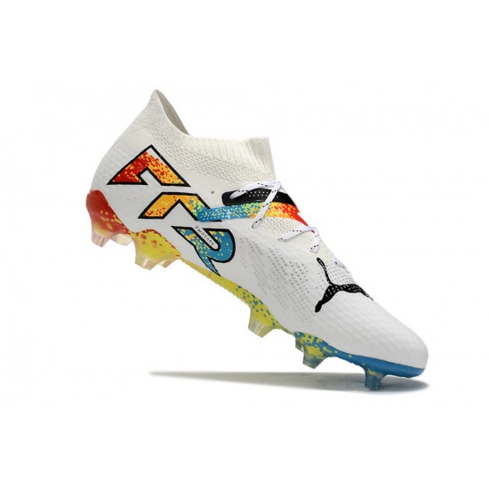 Puma Future Firm Ground Men White Multi Football Shoes