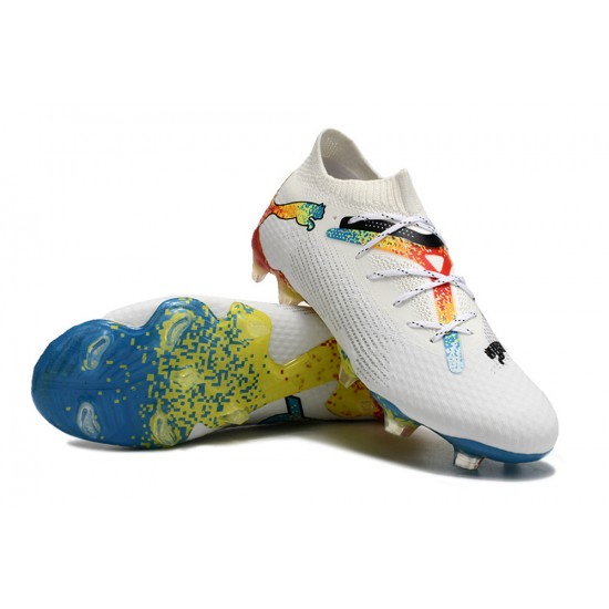 Puma Future Firm Ground Men White Multi Football Shoes