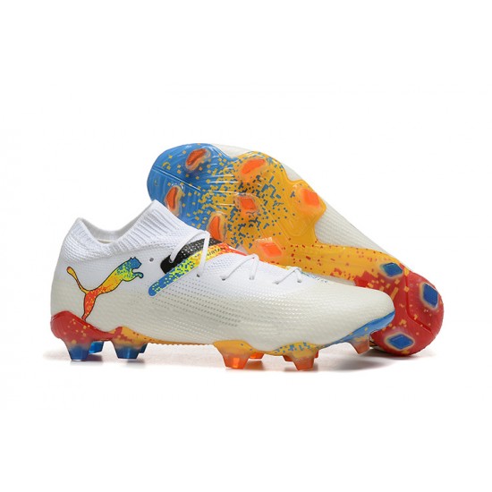 Puma Future Firm Ground Men White Orange Football Shoes