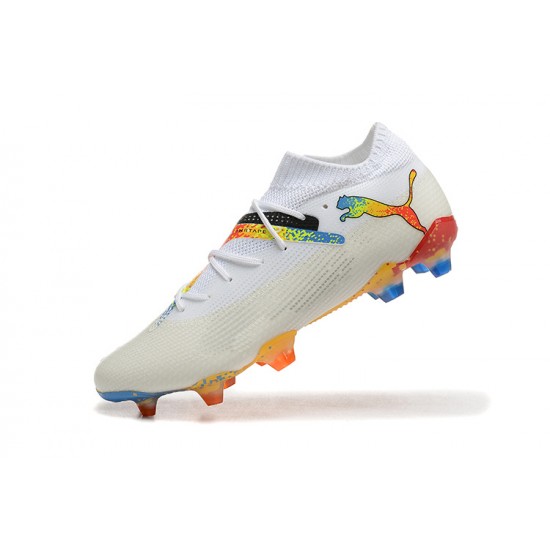 Puma Future Firm Ground Men White Orange Football Shoes