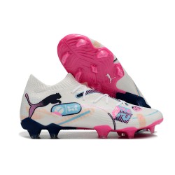 Puma Future Firm Ground Men White and Pink Football Shoes